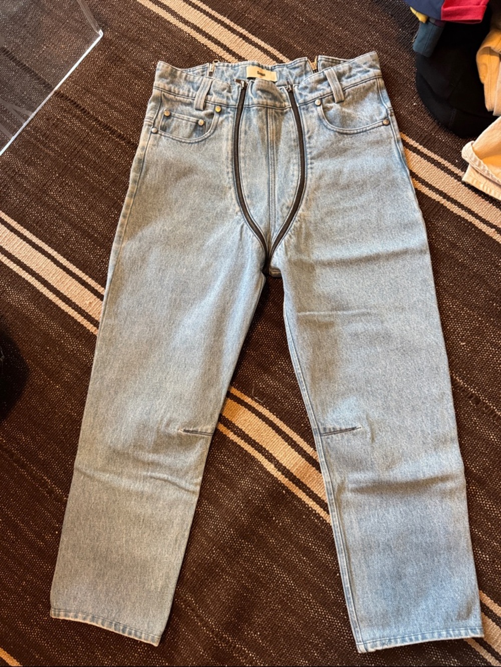 GMBH Straight Leg Jeans With Double Zipper